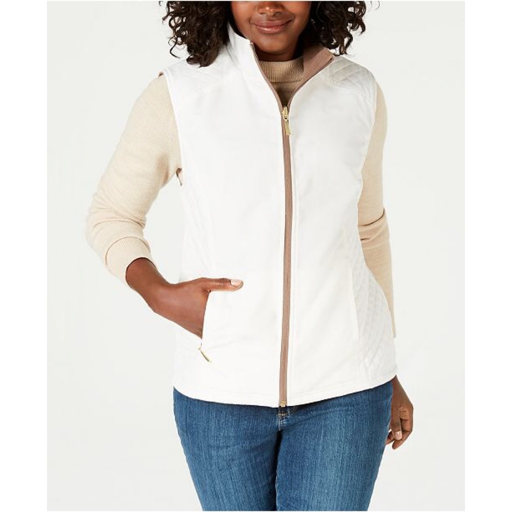 [KAREN SCOTT] Reversible Vest - Eggshell/Taupe